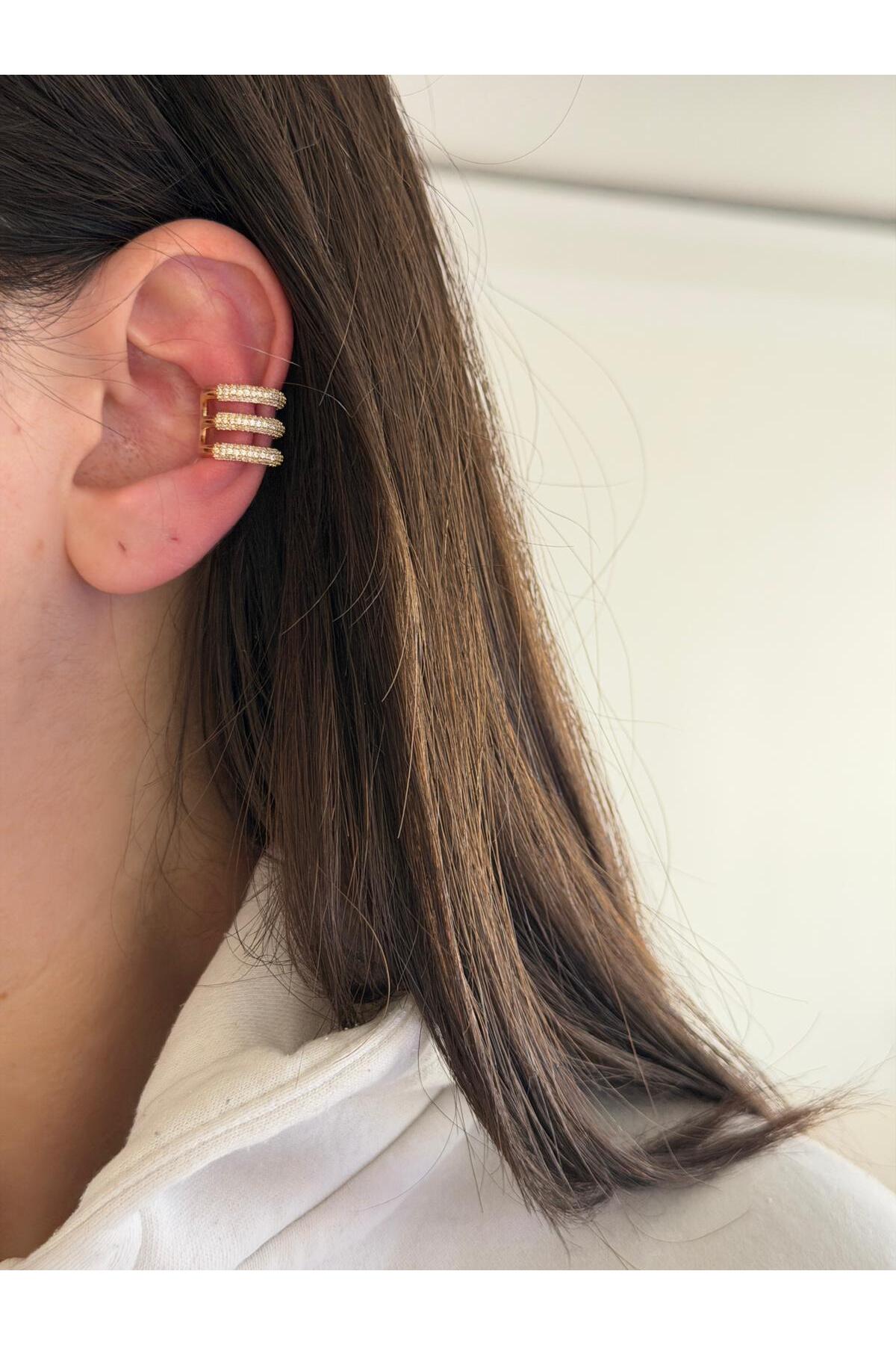 14K Çelik Üzeri Altın Kaplama Özel Seri Kıkırdak Küpe