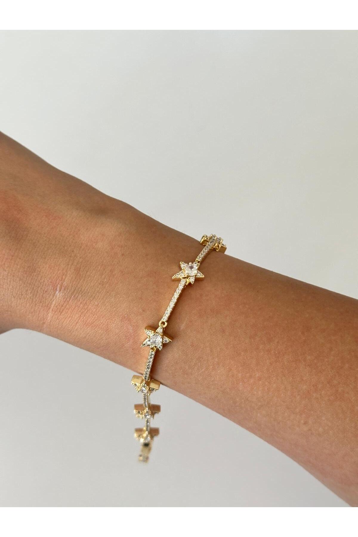 14K Çelik Üzeri Altın Kaplama Özel Seri Yılzdız Bileklik