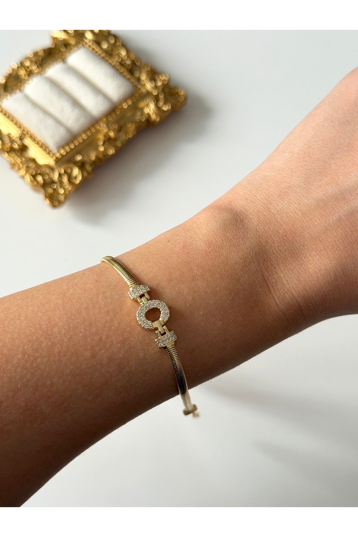 14K Çelik Üzeri Altın Kaplama Kuyumcu İşçiliği Harf Bileklik