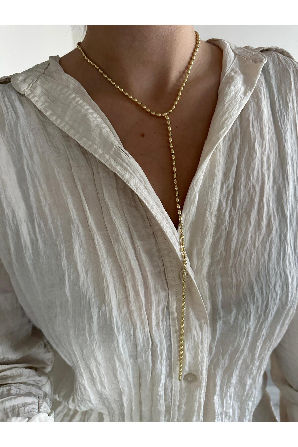 14K Çelik Üzeri Altın Kaplama Dorika Bocuk Y Kolye