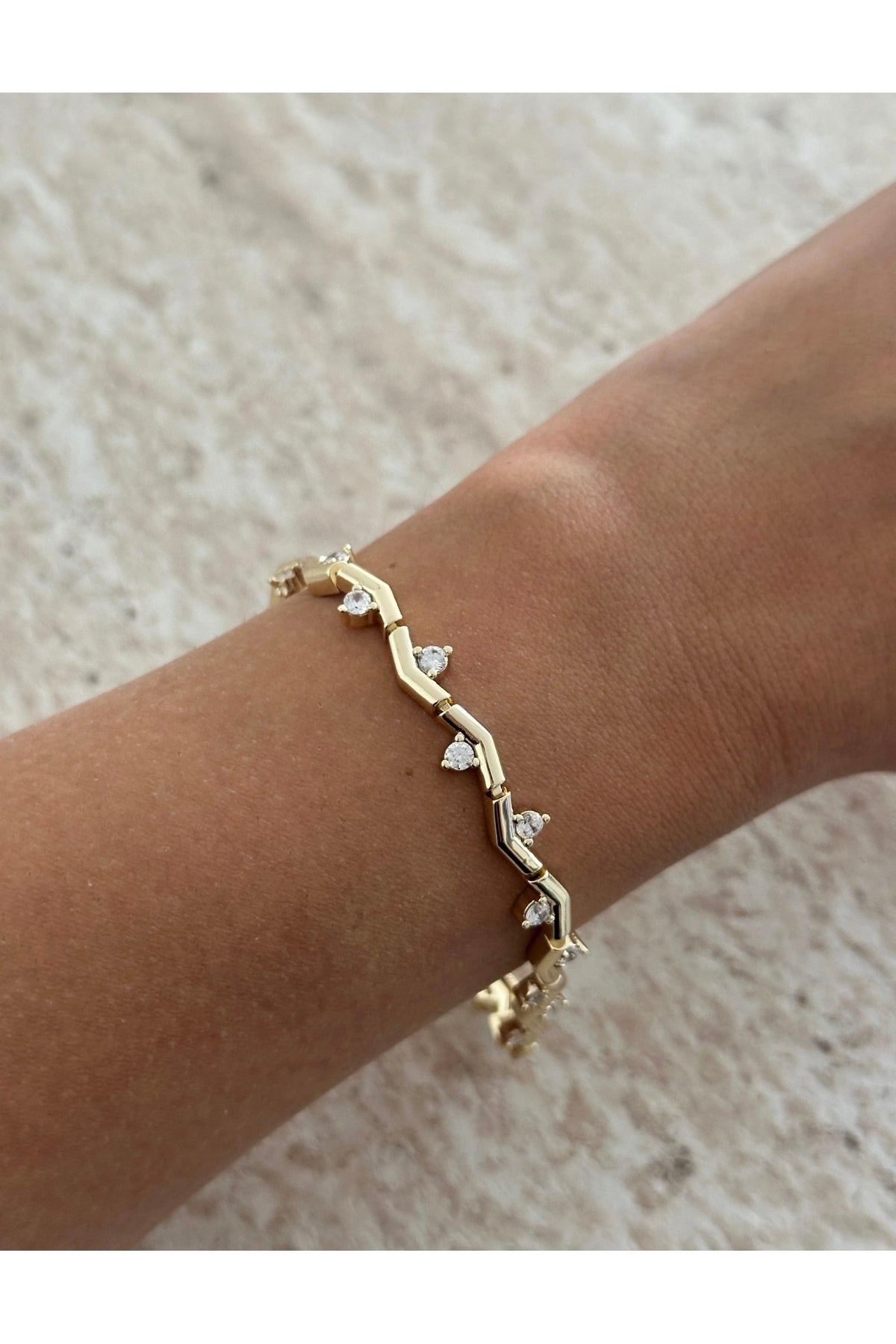 Çelik gold zirkon özel seri kuyumcu model bileklik