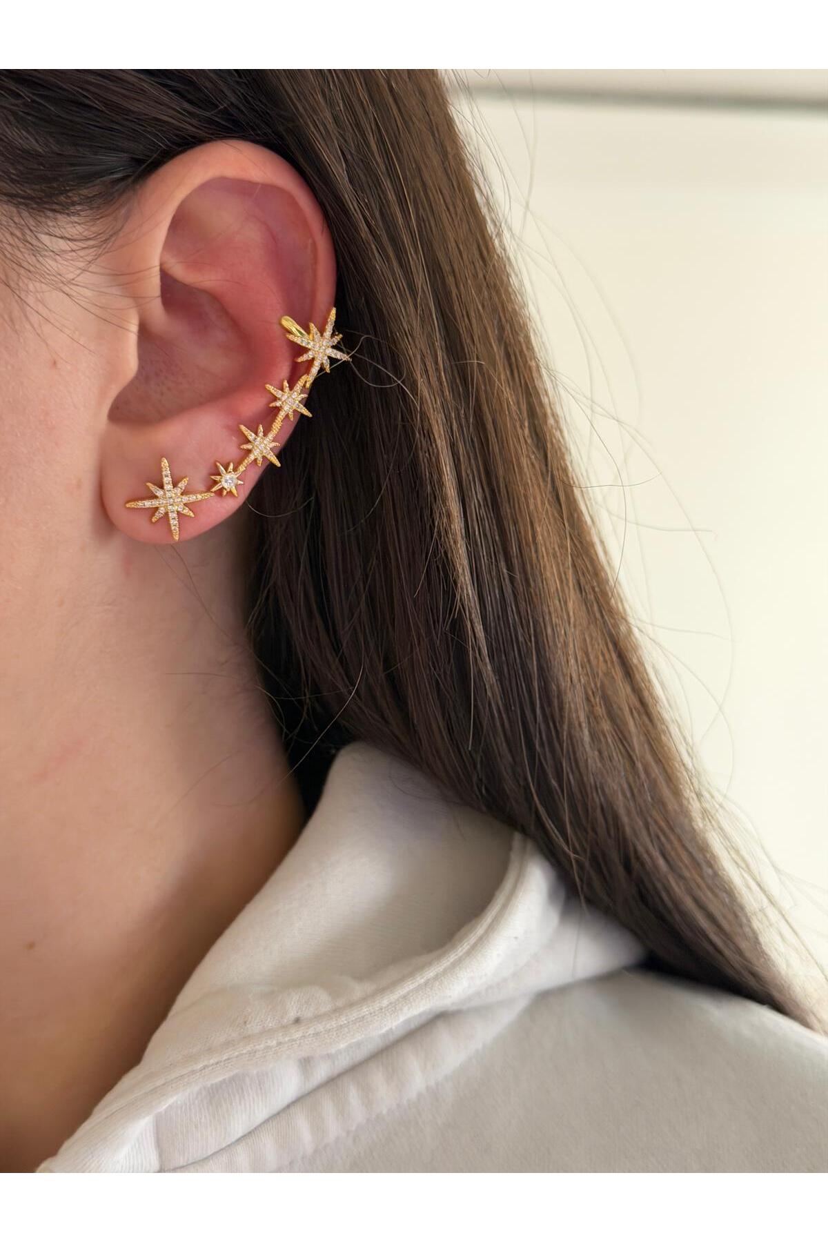 14K Çelik Üzeri Altın Kaplama Özel Seri Kıkırdak Küpe