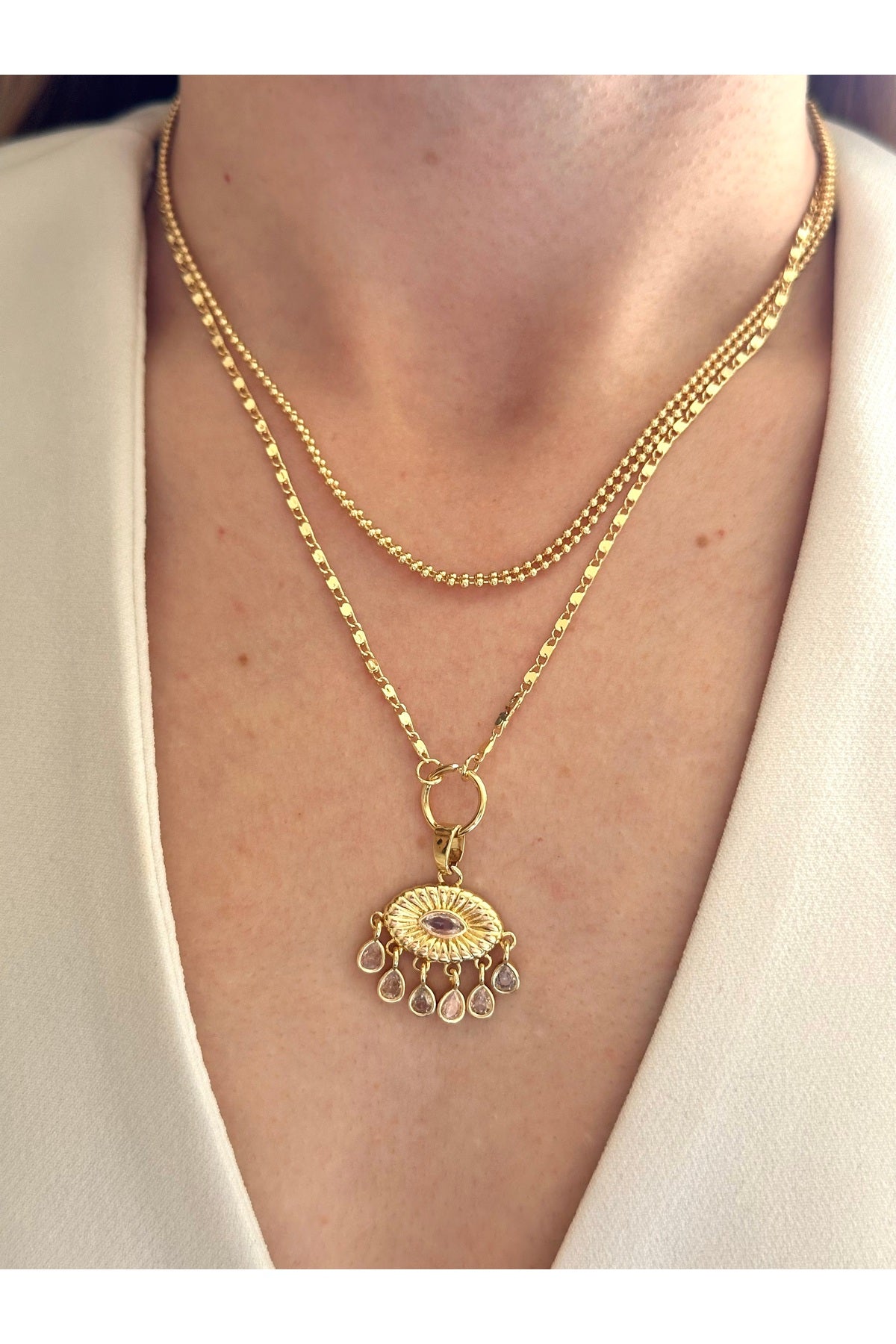 Çelik özel seri ikili kolye