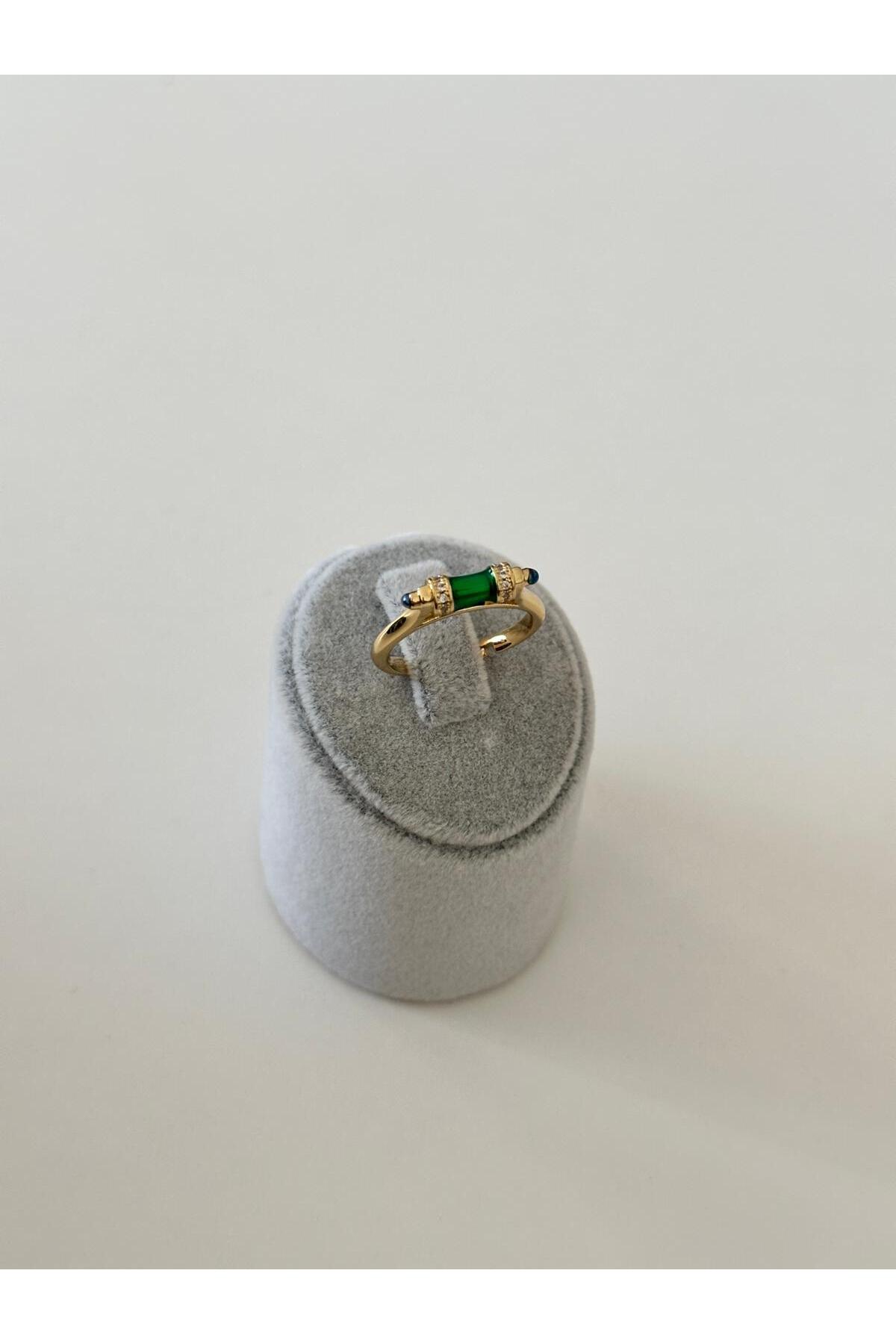 14K Çelik Üzeri Altın Kaplama Mineli Yüzük